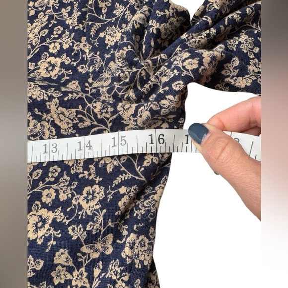 Vintage Lauren Ralph Lauren Fit and Flare Floral Dress Size Small Blue Cream 038 - Picture 6 of 9